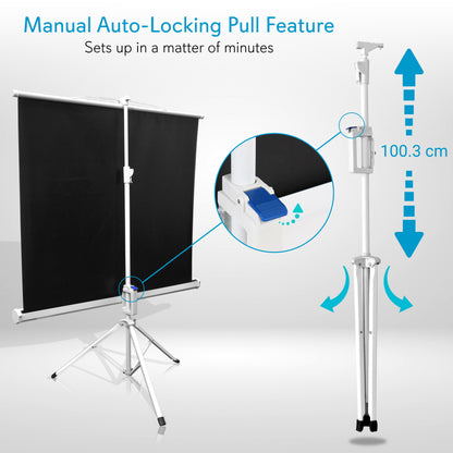 50 Portable Projector Screen Easy Setup White Matte Fabric