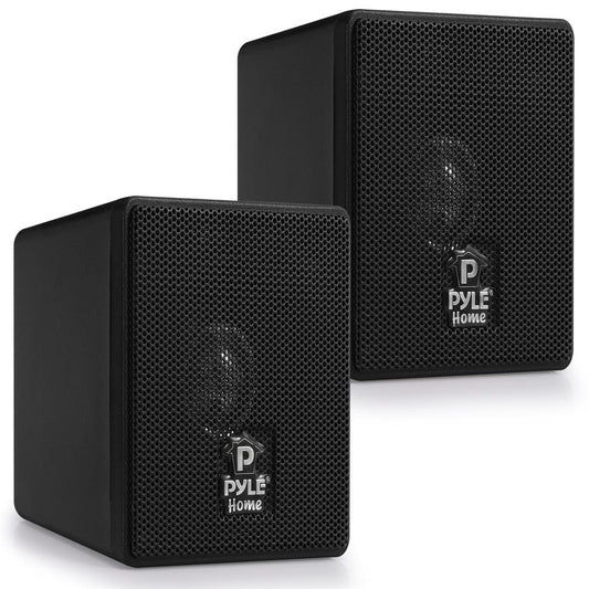 Mini Cube Bookshelf Speakers 100W 3 Paper Cone Driver Pair