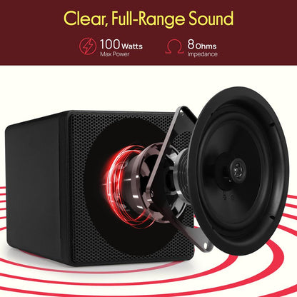 Mini Cube Bookshelf Speakers 100W 3 Paper Cone Driver Pair