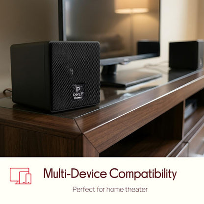Mini Cube Bookshelf Speakers 100W 3 Paper Cone Driver Pair