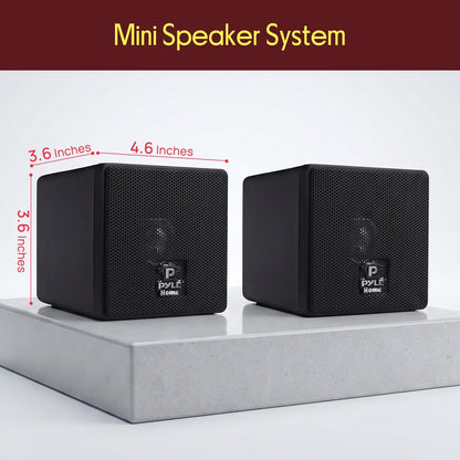 Mini Cube Bookshelf Speakers 100W 3 Paper Cone Driver Pair