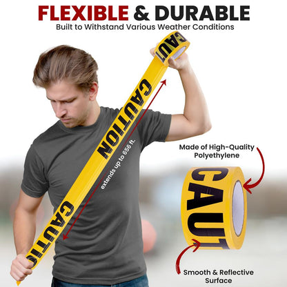 8 Pieces Caution Tape Set 656ft Durable Polyethylene Yellow