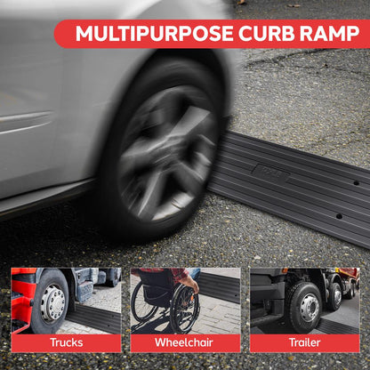 Driveway Curb Ramps 11000lb Capacity Heavy Duty Rubber 4ft 2pc Set
