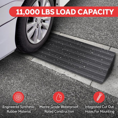 Driveway Curb Ramps 11000lb Capacity Heavy Duty Rubber 4ft 2pc Set