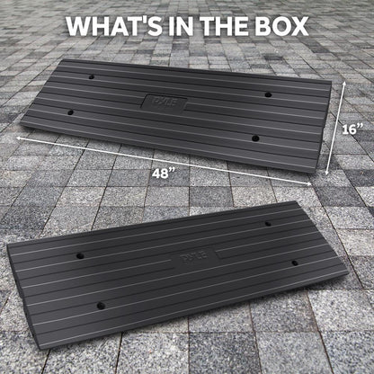 Driveway Curb Ramps 11000lb Capacity Heavy Duty Rubber 4ft 2pc Set