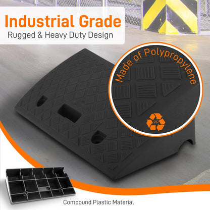 Portable Curb Ramps 6600 lbs Capacity Heavy Duty Plastic 2PC Set