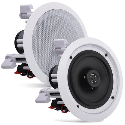 6.5 In-Wall Ceiling Speakers 200W Stereo Sound Polypropylene Cone White