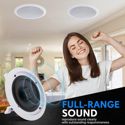 6.5 In-Wall Ceiling Speakers 200W Stereo Sound Polypropylene Cone White