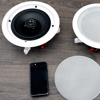 6.5 In-Wall Ceiling Speakers 200W Stereo Sound Polypropylene Cone White