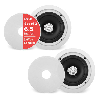 6.5 In-Wall/Ceiling Speakers Pair 250W Titanium Tweeter Flush Mount