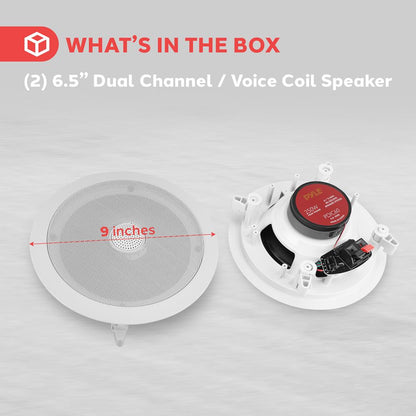 6.5 In-Wall/Ceiling Speakers Pair 250W Titanium Tweeter Flush Mount