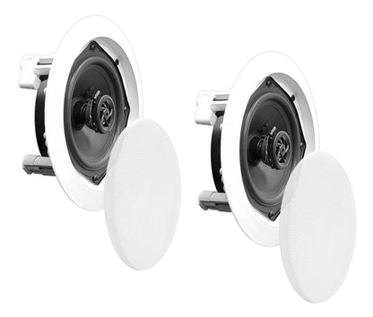 6.5 Ceiling Speakers Pair 2-Way Sound Easy Flush Mount White