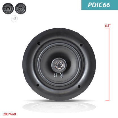 6.5 Ceiling Speakers 200W Flush Mount Polymer Tweeter White