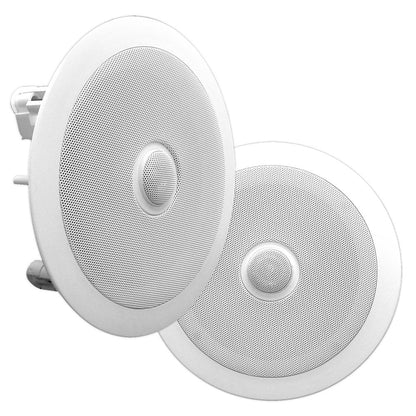 8 Ceiling Speakers Pair 300W Directable Tweeter Flush Mount White