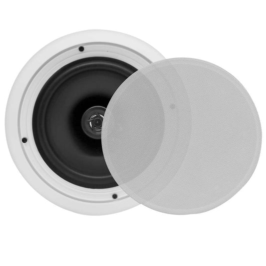 8 250W Flush Mount Speakers 2-Way Stereo Polymer Tweeter White