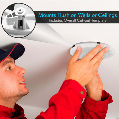 8 250W Flush Mount Speakers 2-Way Stereo Polymer Tweeter White