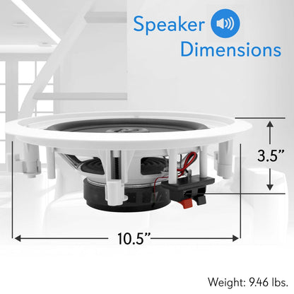 8 250W Flush Mount Speakers 2-Way Stereo Polymer Tweeter White