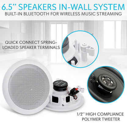6.5 Bluetooth Ceiling Speakers 200W Flush Mount Polypropylene Cone