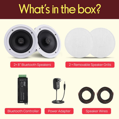 8 Bluetooth Ceiling Speakers 250W Polypropylene Cone Flush Mount