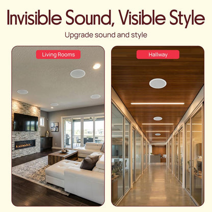 8 Bluetooth Ceiling Speakers 250W Polypropylene Cone Flush Mount