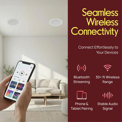8 Bluetooth Ceiling Speakers 250W Polypropylene Cone Flush Mount