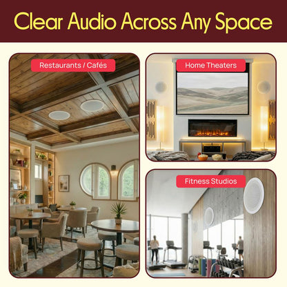 8 Bluetooth Ceiling Speakers 250W Polypropylene Cone Flush Mount