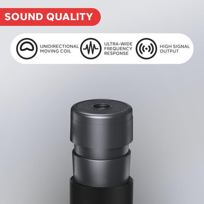 Dynamic Handheld Microphone High Output Built-in Pop Filter Rugged Design