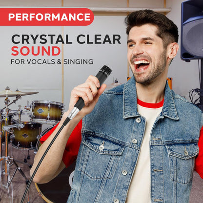 Dynamic Handheld Microphone High Output Built-in Pop Filter Rugged Design