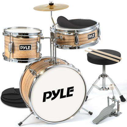Kids Drum Set Beginner-Friendly Metallic Finish Natural