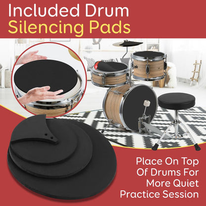 Kids Drum Set Beginner-Friendly Metallic Finish Natural