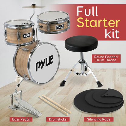 Kids Drum Set Beginner-Friendly Metallic Finish Natural