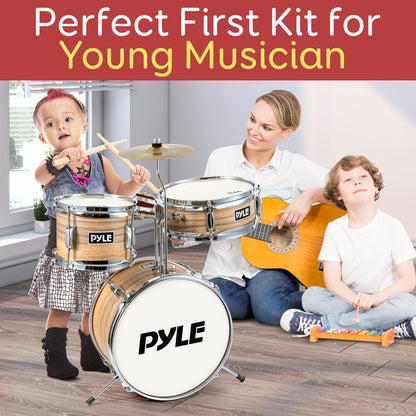 Kids Drum Set Beginner-Friendly Metallic Finish Natural