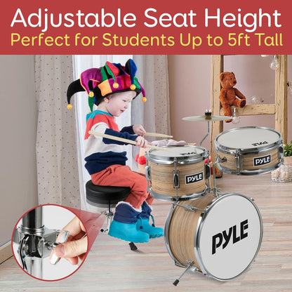 Kids Drum Set Beginner-Friendly Metallic Finish Natural