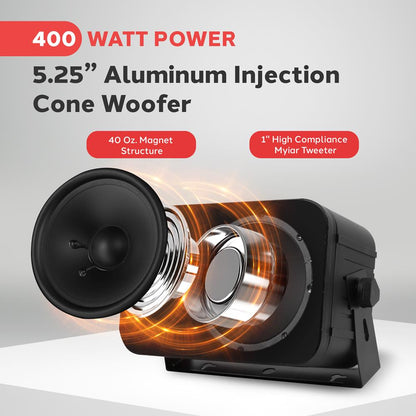 Waterproof Outdoor Speaker System 5.25 Woofer Heavy Duty Black