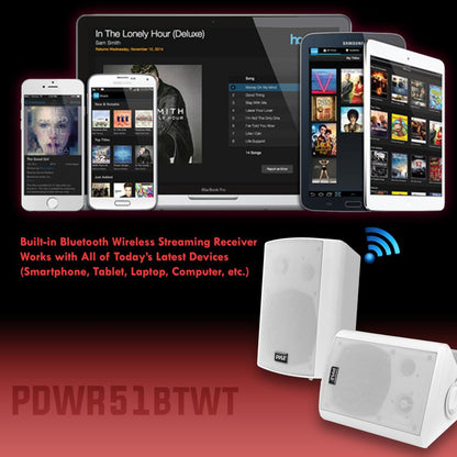 5.25 Bluetooth Speakers Waterproof 240W White Indoor/Outdoor