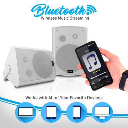 6.5 Waterproof Bluetooth Speakers Deep Bass White (2 Pack)