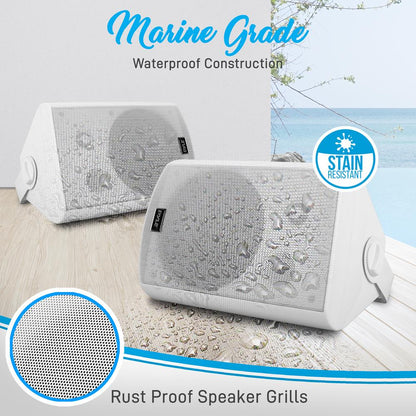 6.5 Waterproof Bluetooth Speakers Deep Bass White (2 Pack)