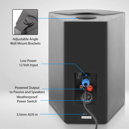 6.5 Waterproof Bluetooth Speakers - High Power Sound Easy Install Black