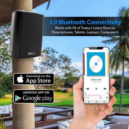 6.5 Waterproof Bluetooth Speakers - High Power Sound Easy Install Black
