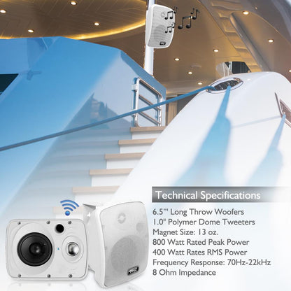 Outdoor Bluetooth Speaker System 800W Waterproof White