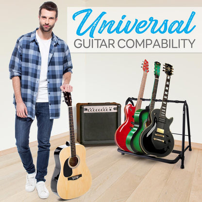 Foldable 5-Space Guitar Rack - Safe Foam Padding Metal Construction