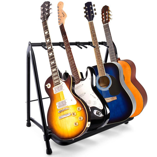 Foldable 5-Space Guitar Rack - Safe Foam Padding Metal Construction