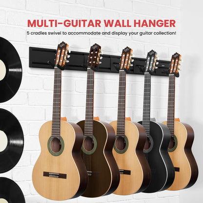 Guitar Wall Mount with 5 Adjustable Hangers 180° Pivot Aluminum