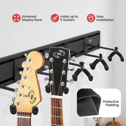 Guitar Wall Mount with 5 Adjustable Hangers 180° Pivot Aluminum