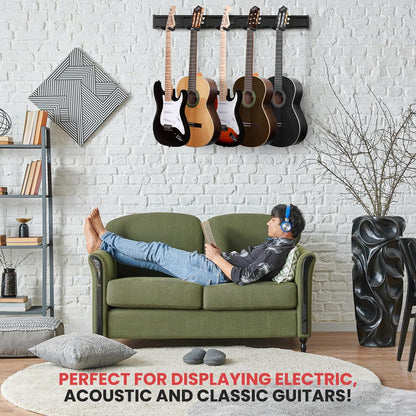 Guitar Wall Mount with 5 Adjustable Hangers 180° Pivot Aluminum