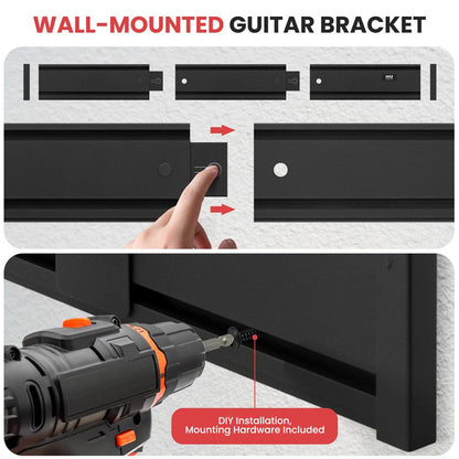 Guitar Wall Mount with 5 Adjustable Hangers 180° Pivot Aluminum