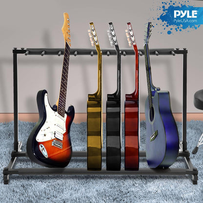9-Space Foldable Guitar Rack - Secure Storage Metal Foam Padding