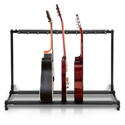 9-Space Foldable Guitar Rack - Secure Storage Metal Foam Padding