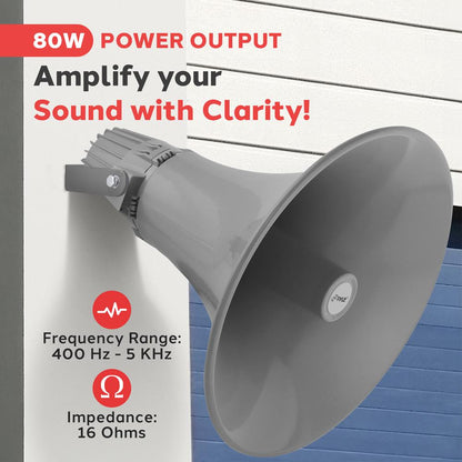 80W Outdoor PA Horn Speaker Aluminum Housing Grey