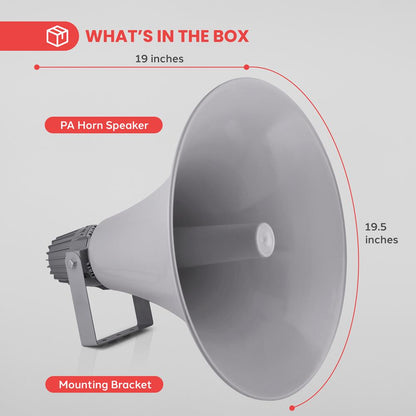 Indoor/Outdoor PA Horn Speaker 100W Loud Sound Aluminum Grey